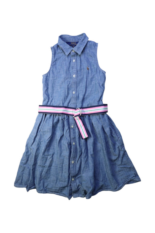 A Blue Sleeveless Dresses from Polo Ralph Lauren in size 6T for girl. (Front View)