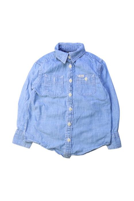 A Blue Long Sleeve Shirts from Polo Ralph Lauren in size 3T for boy. (Front View)