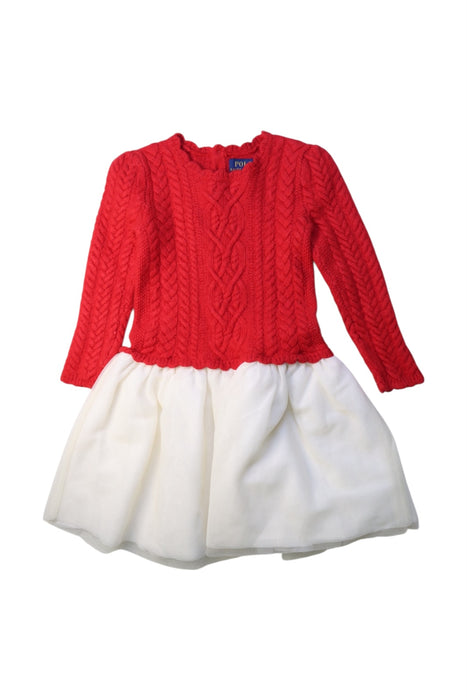 Ralph Lauren Girl's Wool-Blend Sweater Dress - Size 4T in Red Cream Ralph Lauren Girl's Wool-Blend Sweater Dress - Size 4T in Red Cream