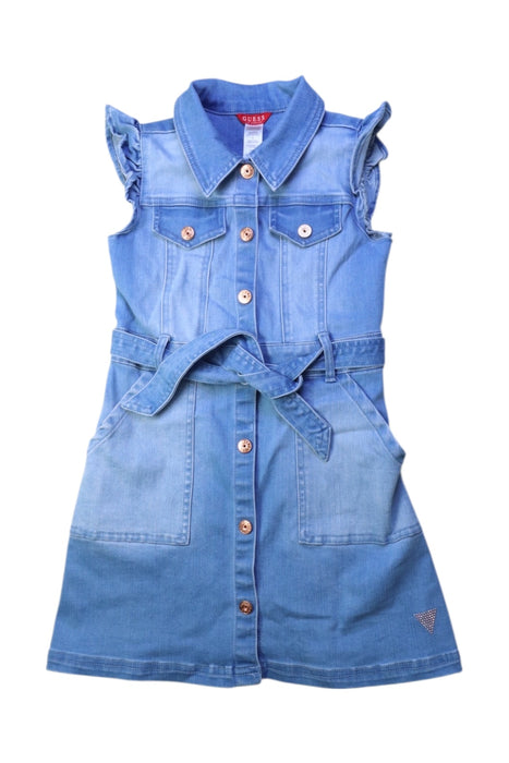 A Blue Sleeveless Dresses from Guess in size 6T for girl. (Front View)