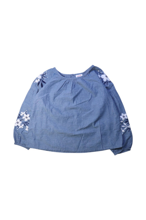 A Blue Long Sleeve Tops from Seed in size 7Y for girl. (Front View)