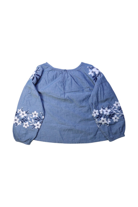 A Blue Long Sleeve Tops from Seed in size 7Y for girl. (Back View)