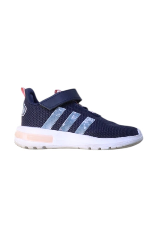 A Navy Sneakers from Adidas in size 3T for girl. (Front View)