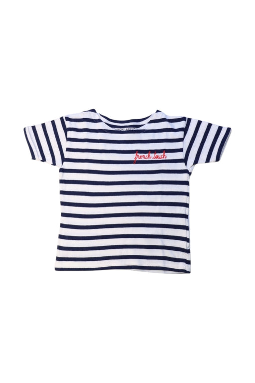 A Navy Short Sleeve T Shirts from Maison Labiche in size 4T for girl. (Front View)