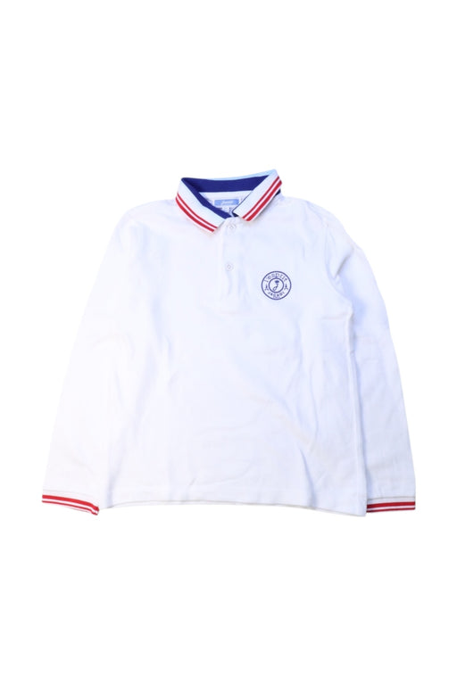 A White Long Sleeve Polos from Jacadi in size 6T for boy. (Front View)