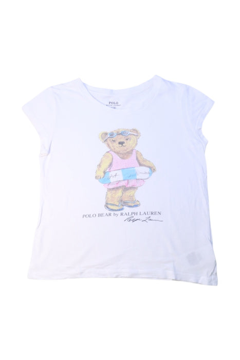 A White Short Sleeve T Shirts from Polo Ralph Lauren in size 6T for girl. (Front View)