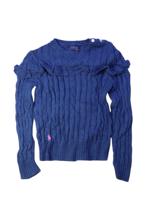 A Navy Knit Sweaters from Polo Ralph Lauren in size 6T for girl. (Front View)