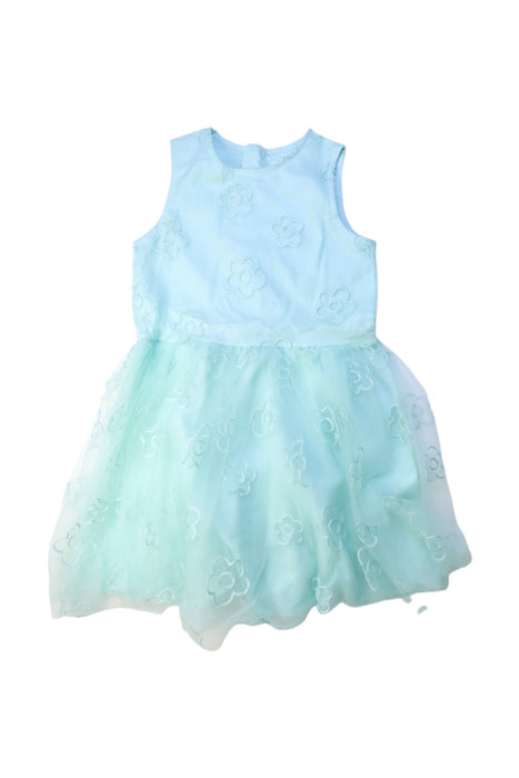 A Blue Sleeveless Dresses from Seed in size 7Y for girl. (Front View)