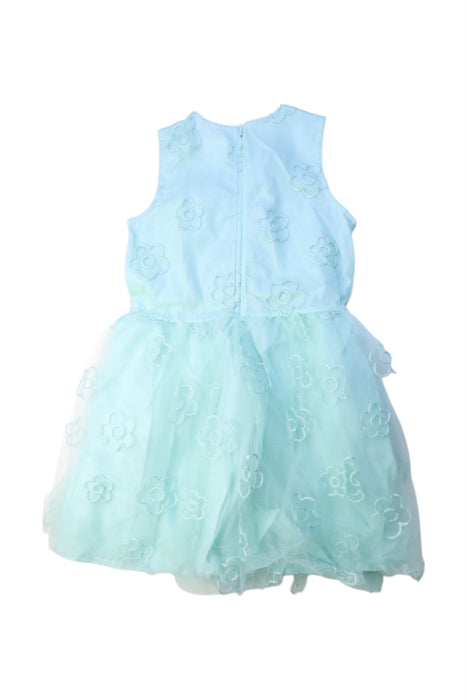A Blue Sleeveless Dresses from Seed in size 7Y for girl. (Back View)