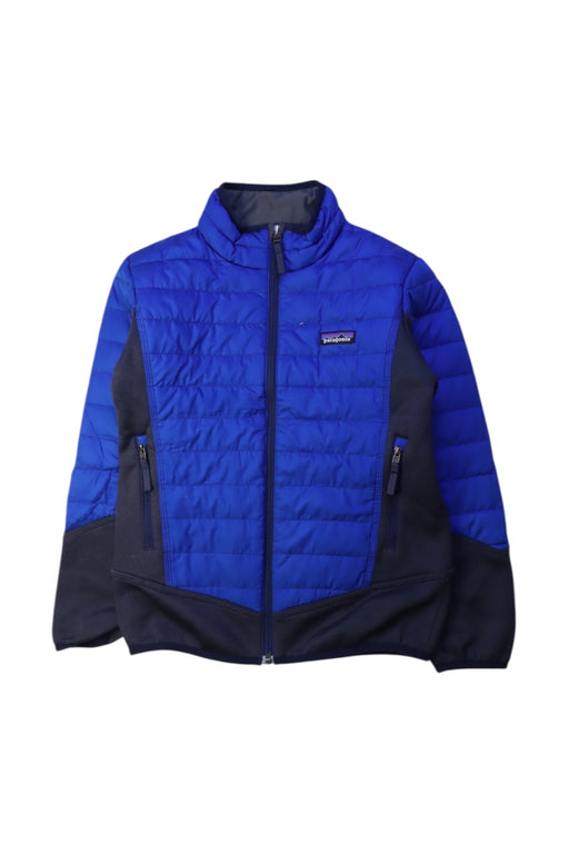 A Blue Puffer/Quilted Jackets from Patagonia in size 7Y for boy. (Front View)