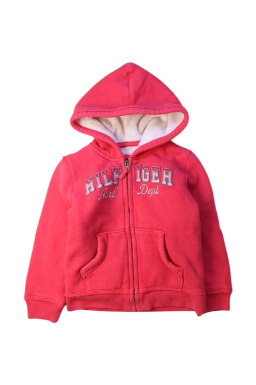 A Red Hooded Sweatshirts from Tommy Hilfiger in size 3T for girl. (Front View)