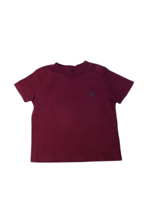 A Burgundy Short Sleeve T Shirts from Ralph Lauren in size 6-12M for boy. (Front View)