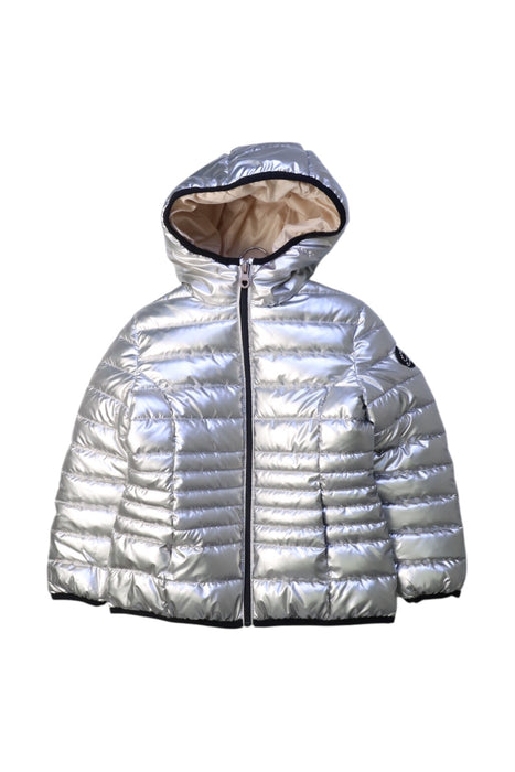 A Silver Puffer/Quilted Jackets from Original Marines in size 5T for girl. (Front View)