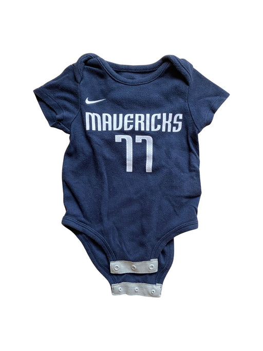 A Navy Short Sleeve Bodysuits from Nike in size 0-3M for boy. (Front View)