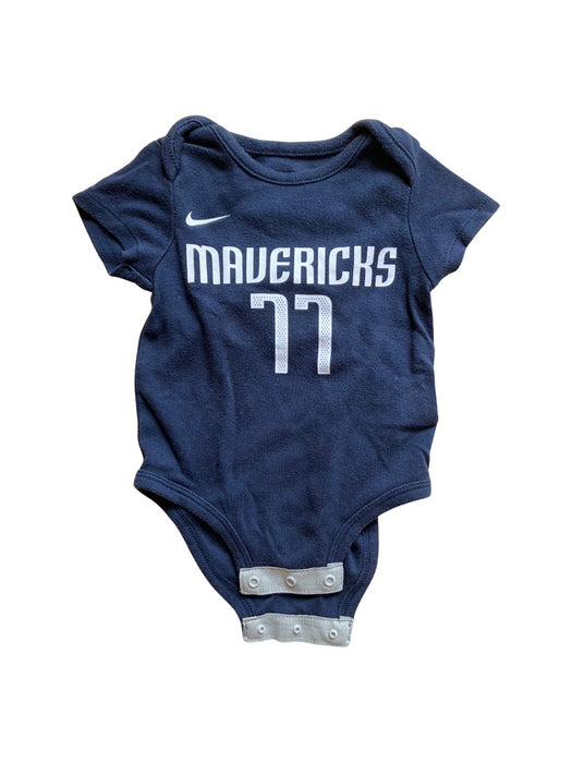 A Navy Short Sleeve Bodysuits from Nike in size 0-3M for boy. (Front View)
