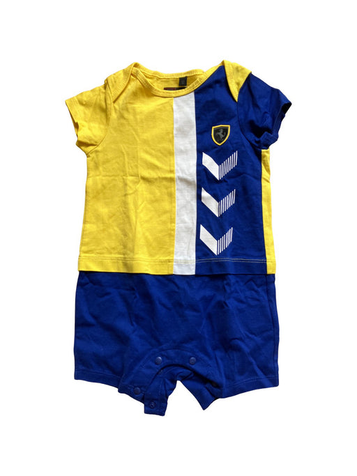 A Yellow Short Sleeve Rompers from Ferrari in size 3-6M for boy. (Front View)