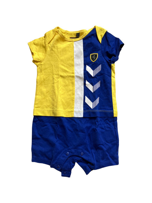 A Yellow Short Sleeve Rompers from Ferrari in size 3-6M for boy. (Front View)