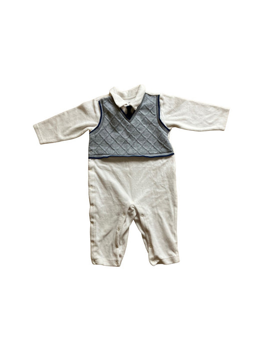 A Grey Long Sleeve Jumpsuits from Chickeeduck in size 12-18M for boy. (Front View)