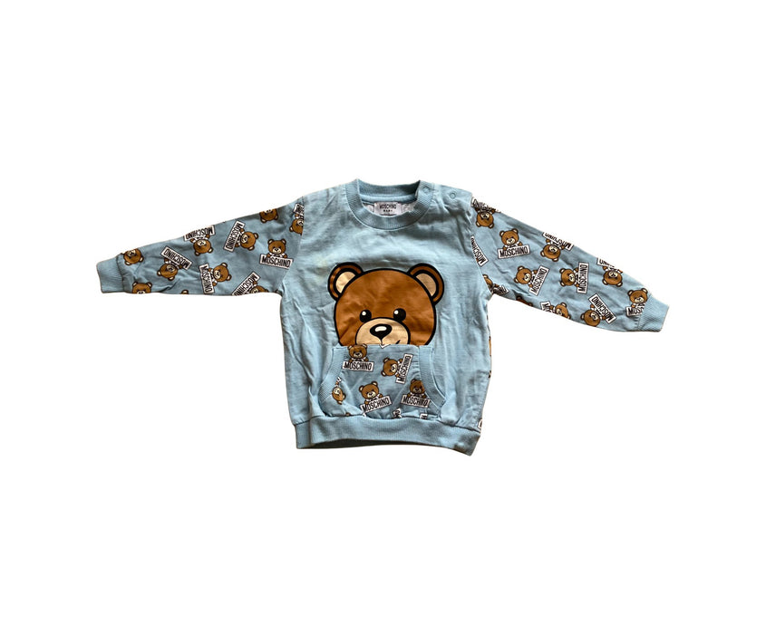 A Blue Crewneck Sweatshirts from Moschino in size 6-12M for boy. (Front View)