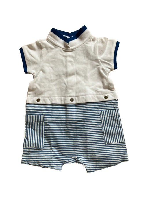 A White Short Sleeve Rompers from Jacadi in size 0-3M for boy. (Front View)
