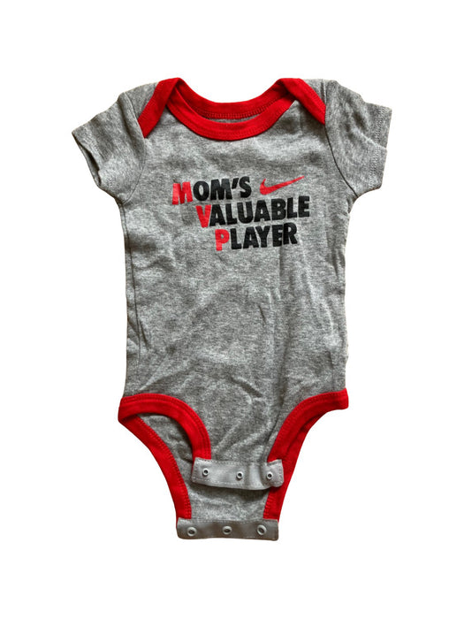 A Grey Short Sleeve Bodysuits from Nike in size 3-6M for boy. (Front View)