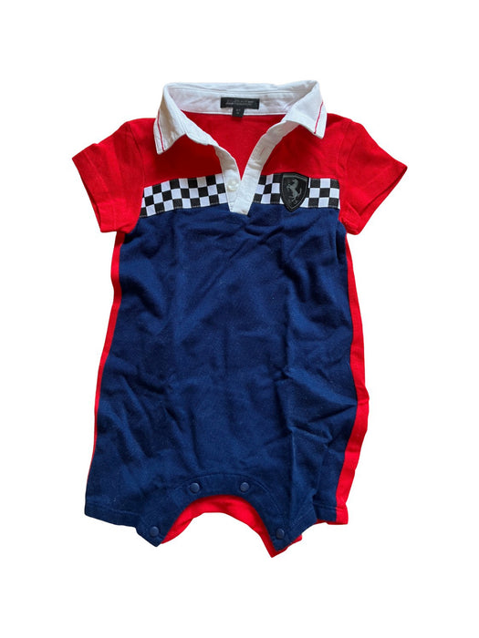 A Red Short Sleeve Rompers from Ferrari in size 0-3M for boy. (Front View)