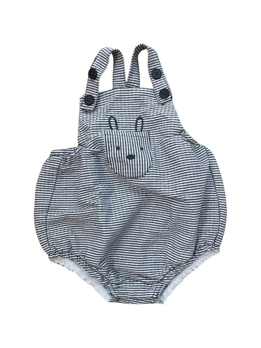 A White Overall Shorts from Seed in size 3-6M for neutral. (Front View)