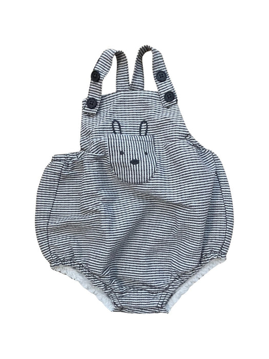 A White Overall Shorts from Seed in size 3-6M for neutral. (Front View)