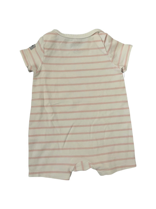 A Pink Short Sleeve Rompers from Polarn O. Pyret in size 0-3M for girl. (Back View)