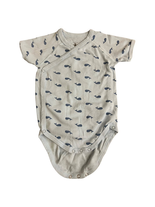 A Blue Short Sleeve Bodysuits from Petit Bateau in size 6-12M for neutral. (Front View)