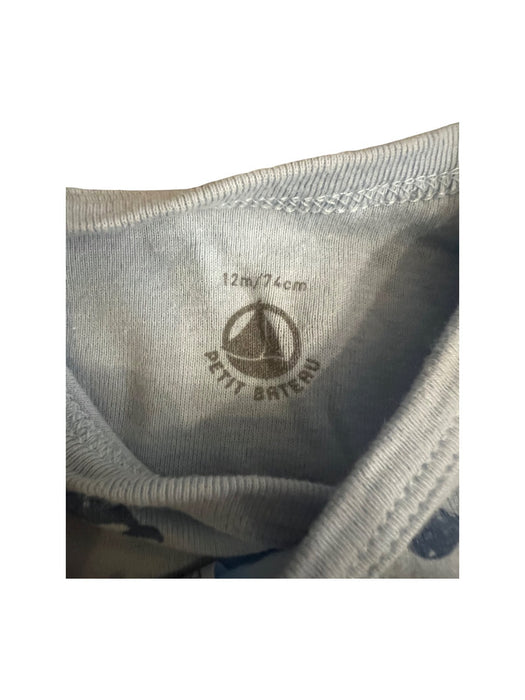 A Blue Short Sleeve Bodysuits from Petit Bateau in size 6-12M for neutral. (Back View)