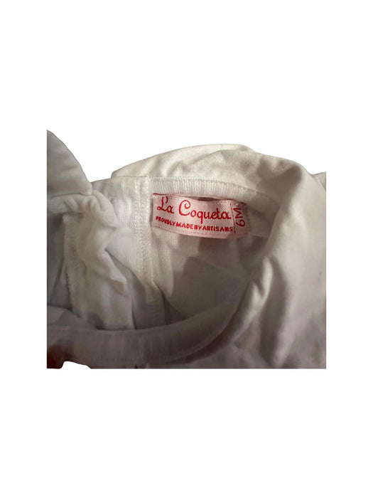 A White Short Sleeve Tops from La Coqueta in size 3-6M for girl. (Back View)