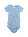 A Blue Short Sleeve Bodysuits from Petit Bateau in size 4T for neutral. (Front View)