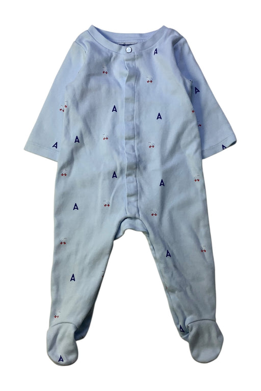 A Blue Onesies from Jacadi in size 3-6M for boy. (Front View)