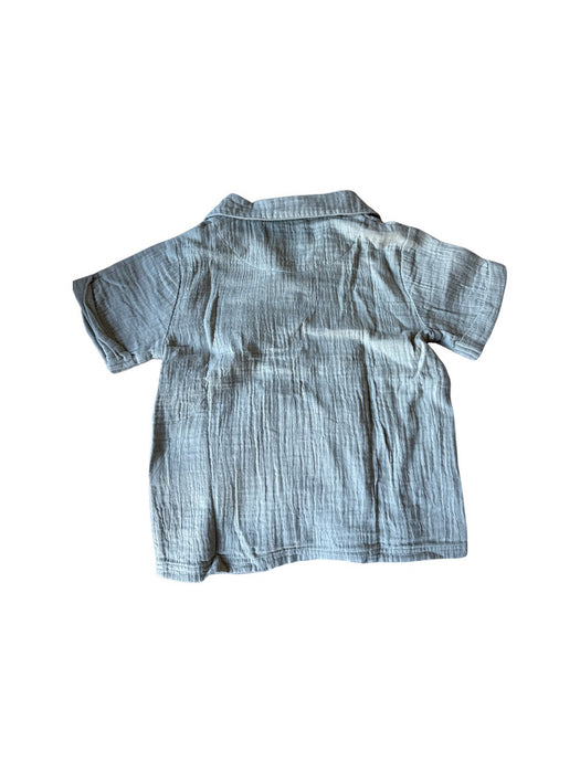 A Green Short Sleeve Shirts from Mori in size 3T for boy. (Back View)