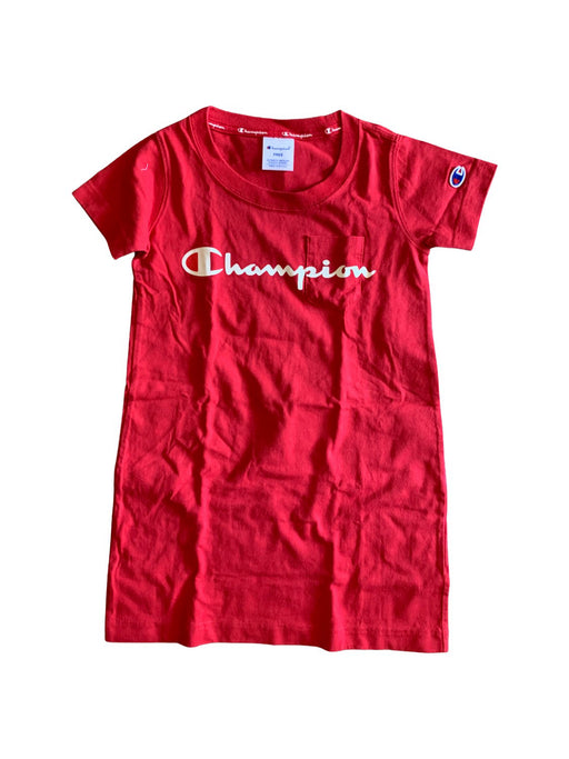 A Red Short Sleeve Dresses from Champion in size 6T for girl. (Front View)
