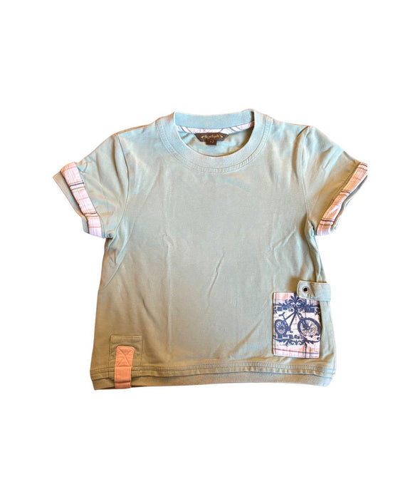 A Green Short Sleeve T Shirts from Le Petit Pois in size 18-24M for neutral. (Front View)