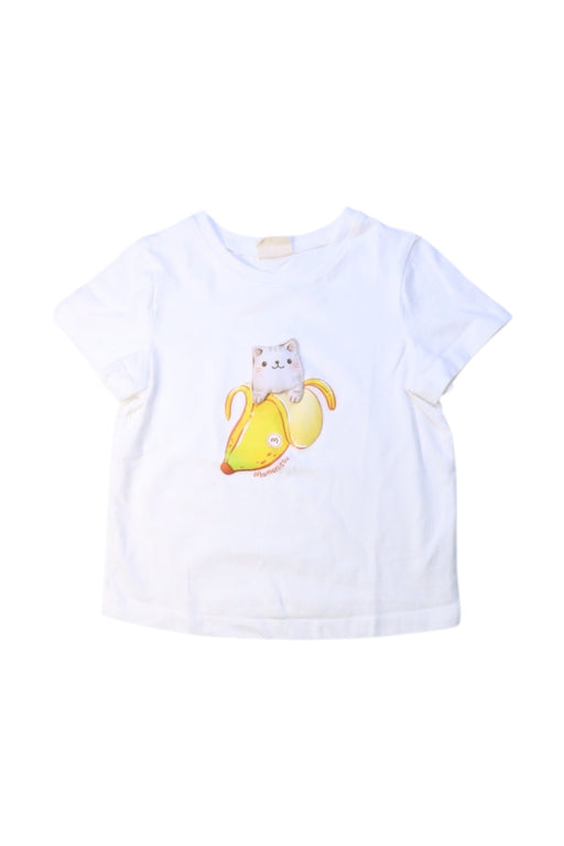 A White Short Sleeve T Shirts from Momonittu in size 4T for girl. (Front View)
