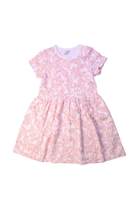 A Pink Short Sleeve Dresses from Petit Bateau in size 6T for girl. (Front View)