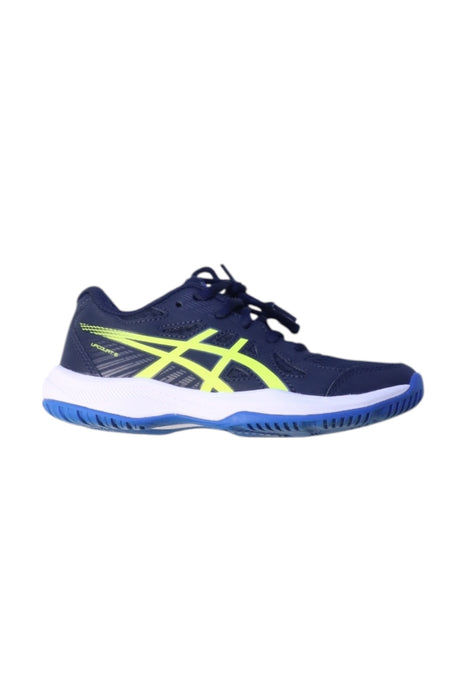 A Navy Sneakers from ASICS in size 6T for boy. (Front View)