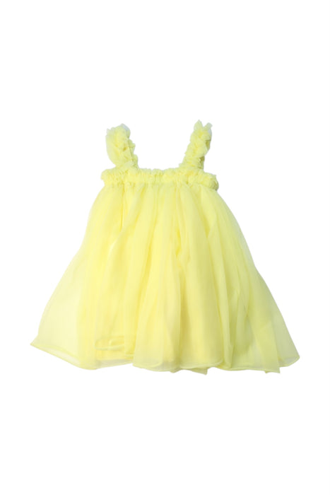 A Yellow Sleeveless Dresses from Dolly by Le Petit Tom in size 4T for girl. (Back View)