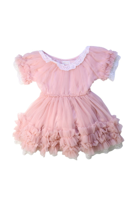 A Pink Short Sleeve Dresses from Dolly by Le Petit Tom in size 4T for girl. (Front View)