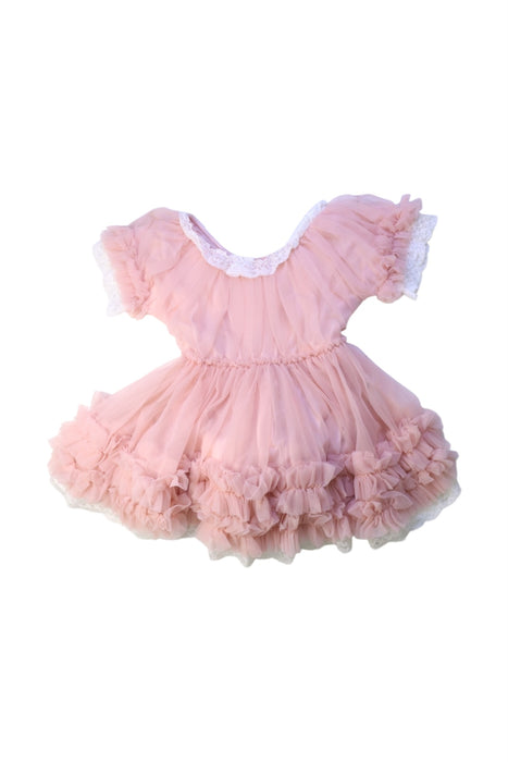 A Pink Short Sleeve Dresses from Dolly by Le Petit Tom in size 4T for girl. (Back View)