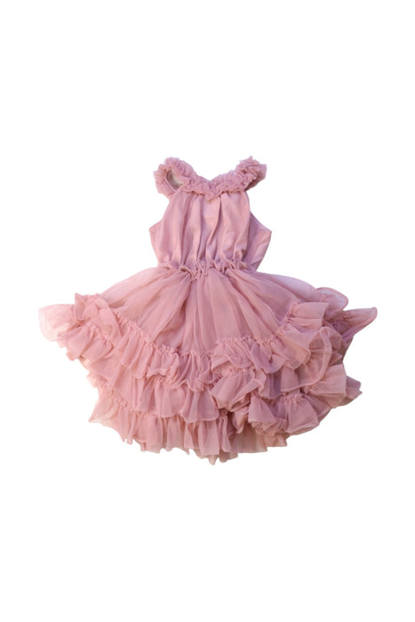A Pink Sleeveless Dresses from Dolly by Le Petit Tom in size 12-18M for girl. (Back View)