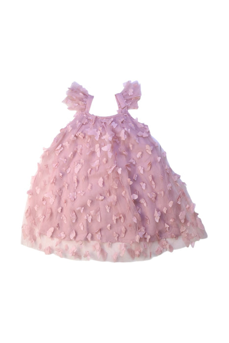 A Pink Sleeveless Dresses from Dolly by Le Petit Tom in size 12-18M for girl. (Front View)