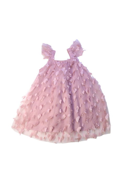 A Pink Sleeveless Dresses from Dolly by Le Petit Tom in size 12-18M for girl. (Back View)