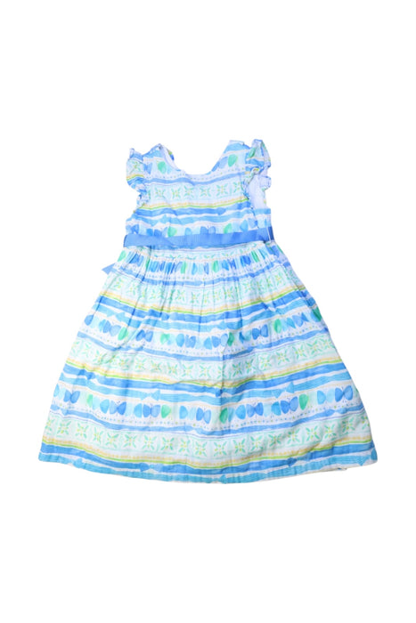 A Blue Sleeveless Dresses from Chickeeduck in size 7Y for girl. (Front View)