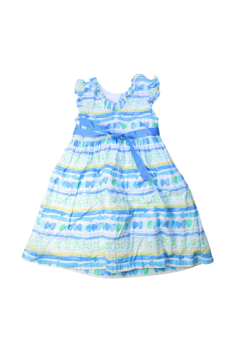 A Blue Sleeveless Dresses from Chickeeduck in size 7Y for girl. (Back View)