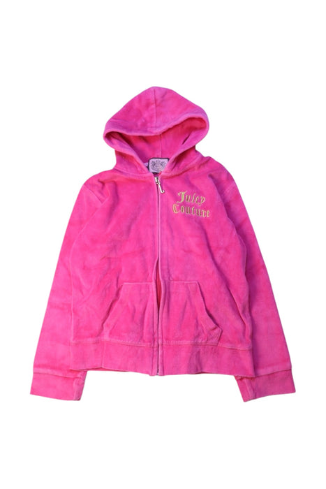 A Pink Zippered Sweatshirts from Juicy Couture in size 6T for girl. (Front View)