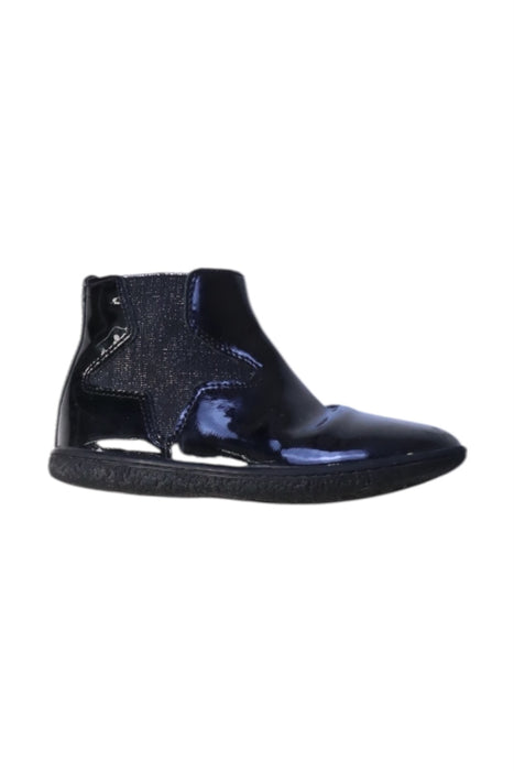 A Navy Booties from Kickers in size 4T for girl. (Front View)